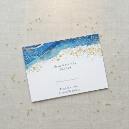 Elegante Blauw en Goud spatten RSVP reactie
