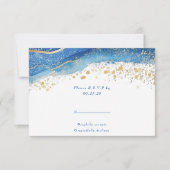 Elegante Blauw en Goud spatten RSVP reactie Kaartje (Voorkant)