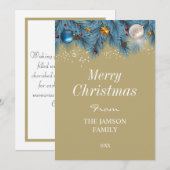 Elegante blauw en goud vrolijke kerst Kaart (Voorkant / Achterkant)