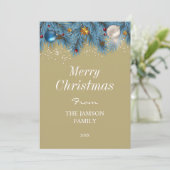 Elegante blauw en goud vrolijke kerst Kaart (Staand voorkant)