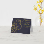 Elegante blauw en gouden Afstuderen Kaart (Gele Bloem)