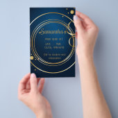 Elegante Blauw en Gouden Uitnodiging van het Prom Flyer (Hand)