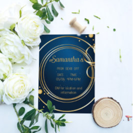 Elegante Blauw en Gouden Uitnodiging van het Prom Flyer