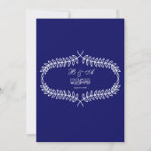 Elegante Blauw en Wit Blad Islamitische bruiloft Kaart (Achterkant)