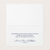 Elegante Blauw en Wit bruiloft Dank u Kaart (Binnenkant ongevouwen)