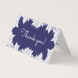 Elegante Blauw en Wit bruiloft Dank u Kaart