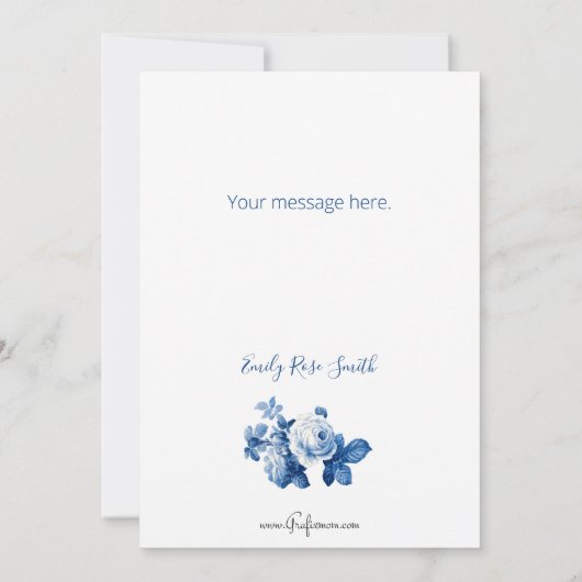 Elegante  Blauw en Wit Pagode Chinoiserie Notitiekaartje (Achterkant)