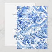 Elegante  Blauw en Wit Pagode Chinoiserie Notitiekaartje (Voorkant / Achterkant)