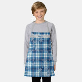 Elegante Blauw Geruite Kerstmis Schort (Gedragen)