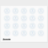 Elegante Blauw Gestreepte Golvende Script Bedankt Ronde Sticker (Vel)
