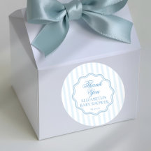 Elegante Blauw Gestreepte Golvende Script Bedankt