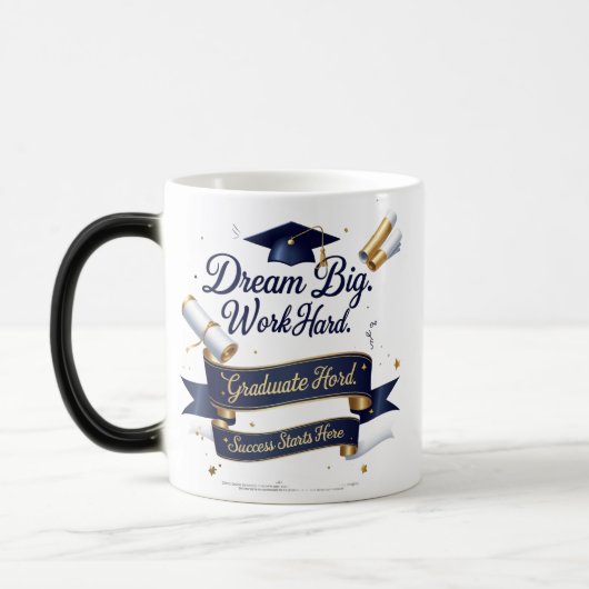 Elegante Blauw & Goud Afstuderen Morphing Mok – 11 (Links)