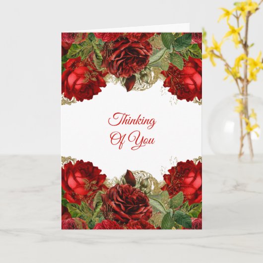 Elegante Blauw Goud Bloemen Denken aan U Kaart (Gele Bloem)