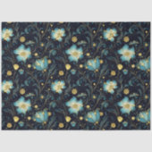 Elegante Blauw & Goud Bloemen Kerst Decoupage Tissuepapier (Voorkant)