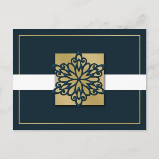 elegante blauw goud Corporate Holiday Groeten Feestdagenkaart (Voorkant)