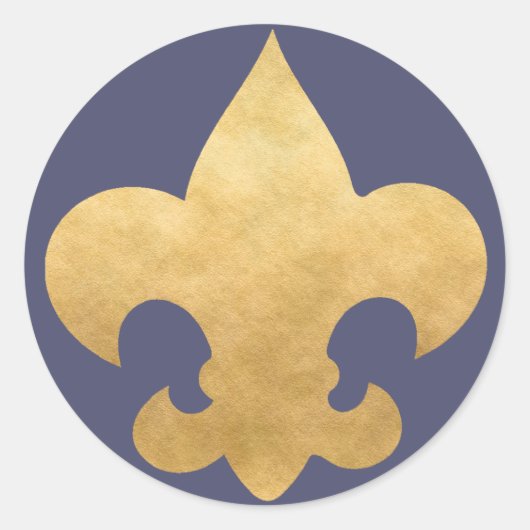 Elegante Blauw & Goud Fleur De Lis Stickers Seals (Voorkant)