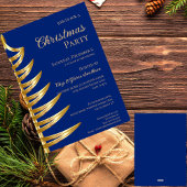 Elegante Blauw & Goud Kerstfeest uitnodiging