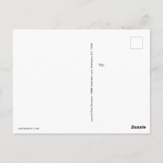 Elegante Blauw Goud Kruis Doop Foto Dank u Briefkaart (Achterkant)