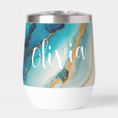 Elegante blauw goud marmer gepersonaliseerde naam (Voorkant)