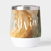 Elegante blauw goud marmer gepersonaliseerde naam (Achterkant)