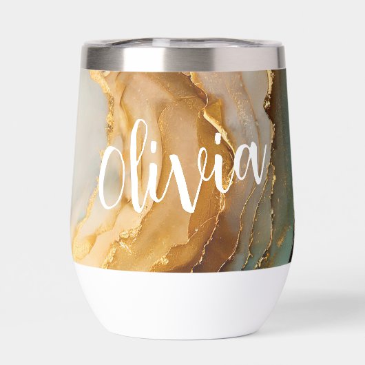 Elegante blauw goud marmer gepersonaliseerde naam (Achterkant)