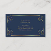 Elegante Blauw Goud Scroll Minimal Visitekaartje (Achterkant)