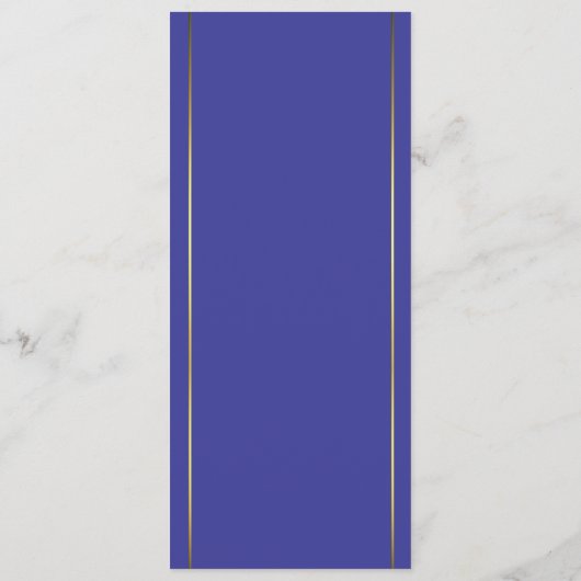 Elegante Blauw & Goud Trouwtafel Menu (Achterkant)
