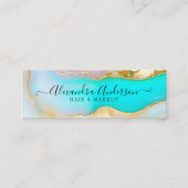 Elegante blauw gouden accenten agaat marmeren opaa mini visitekaartje (Voorkant)