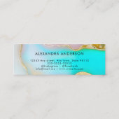 Elegante blauw gouden accenten agaat marmeren opaa mini visitekaartje (Achterkant)