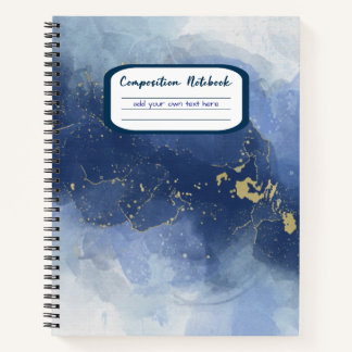 Elegante blauw gouden alcohol inkt stijl compositi notitieboek