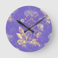 Elegante Blauw Gouden Bloemen Illustratie