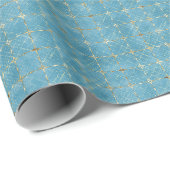 Elegante blauw-gouden geometrische gift wrap cadeaupapier (Rol Hoek)