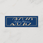 Elegante blauw gouden klassieke afstuderen inzetka contactkaartje (Voorkant)