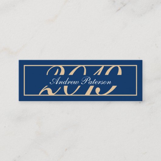 Elegante blauw gouden klassieke afstuderen inzetka contactkaartje (Voorkant)