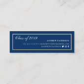 Elegante blauw gouden klassieke afstuderen inzetka contactkaartje (Achterkant)