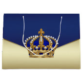 Elegante Blauw Gouden Prins Groot Cadeauzakje (Voorkant)