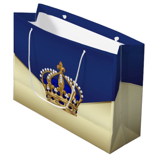Elegante Blauw Gouden Prins Groot Cadeauzakje (Voorkant Gekanteld)