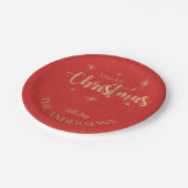 Elegante Blauw Gouden Sterren Naam Vrolijk Kerstfe Papieren Bordje (Gekanteld)