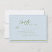 Elegante blauw groen gestreepte bruiloft RSVP kaartje (Voorkant)