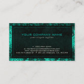 Elegante Blauw-Groene Disco Bal Glitter & Sparkles Visitekaartje (Achterkant)