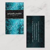 Elegante Blauw-Groene Glitter Metallic Sequence 2 Visitekaartje (Voorkant / Achterkant)