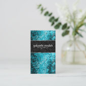 Elegante Blauw-Groene Glitter Metallic Sequence 2 Visitekaartje (Staand voorkant)