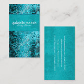 Elegante Blauw-Groene Glitter Metallic Sequence Visitekaartje (Voorkant / Achterkant)