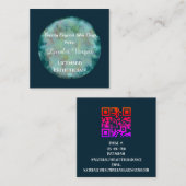 Elegante blauw groene Waterverf Esthetician & QR Vierkante Visitekaartje (Voorkant / Achterkant)