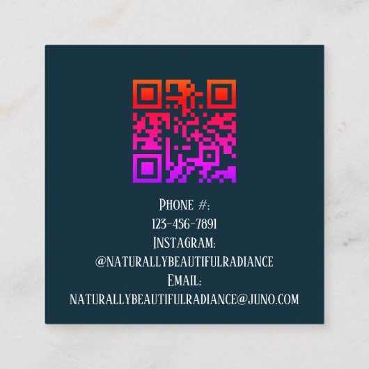 Elegante blauw groene Waterverf Esthetician & QR Vierkante Visitekaartje (Achterkant)