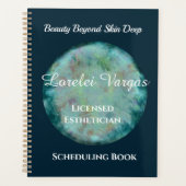 Elegante blauw groene Waterverf estheticus Planner (Voorkant)