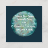 Elegante blauw groene Waterverf make-up artist Vierkante Visitekaartje (Voorkant)