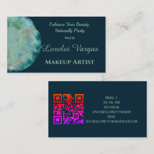 Elegante blauw groene Waterverf make-up artist Visitekaartje
