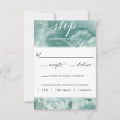 Elegante blauw/groene Waterverf met maaltijdopties RSVP Kaartje (Voorkant)