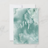 Elegante blauw/groene Waterverf met maaltijdopties RSVP Kaartje (Achterkant)